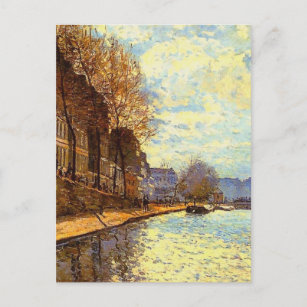 St Martin Canal by Sisley Impressionist Painting Postcard