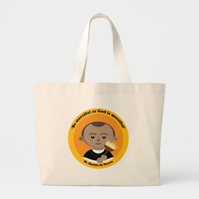 St. Martin de Porres Large Tote Bag (Front)