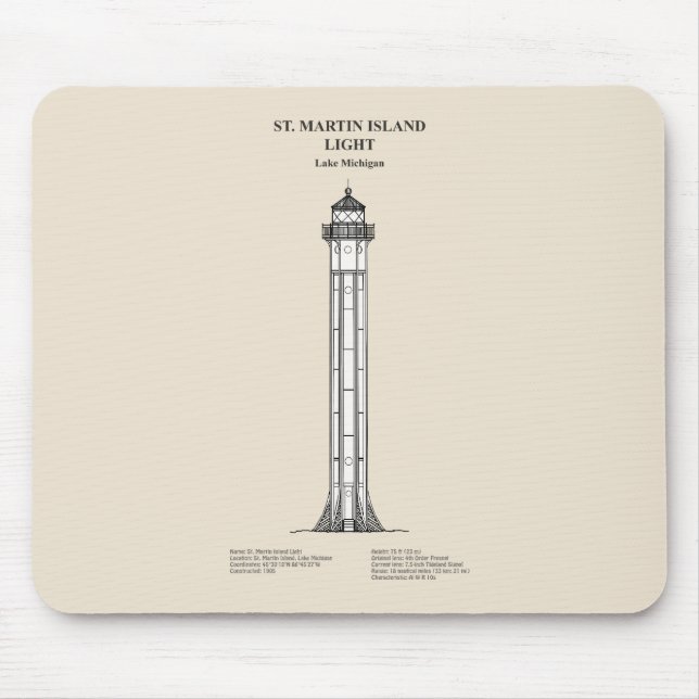 St. Martin Island Lighthouse - Michigan - SBD Mouse Pad (Front)
