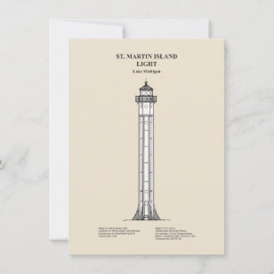 St. Martin Island Lighthouse - Michigan - SBD Note Card