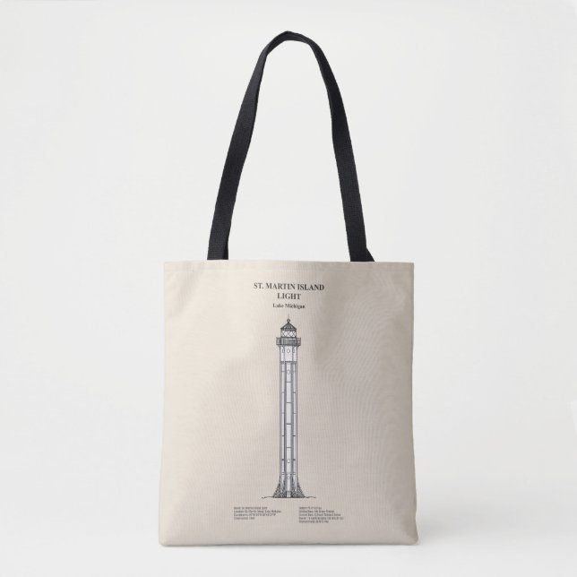 St. Martin Island Lighthouse - Michigan - SBD Tote Bag (Front)