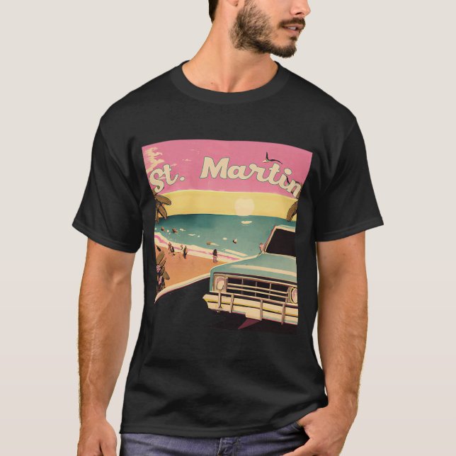 St Martin Retro Beach Vacation Souvenir St Martin  T-Shirt (Front)