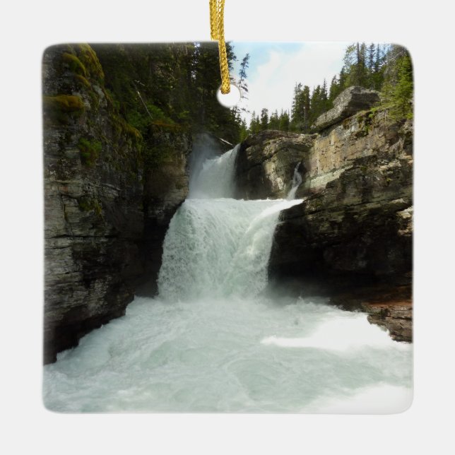 St. Mary Falls I at Glacier National Park Ceramic Ornament (Front)