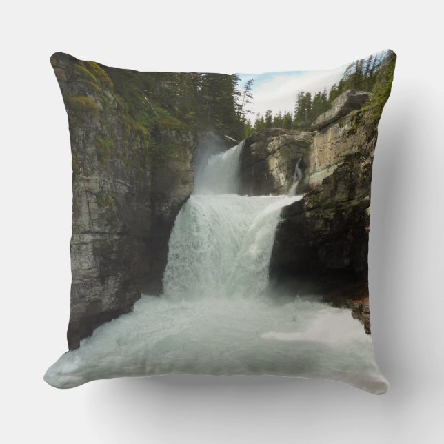 St. Mary Falls I at Glacier National Park Throw Pillow (Front)