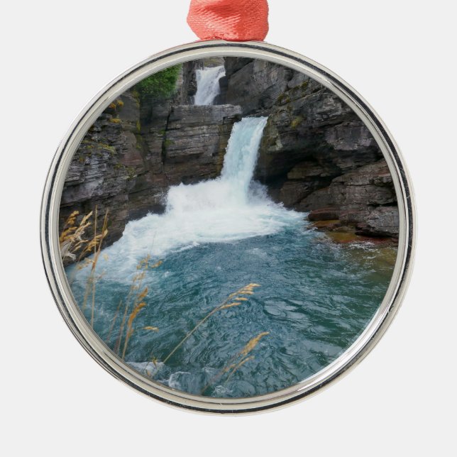 St. Mary Falls II at Glacier National Park Metal Ornament (Front)