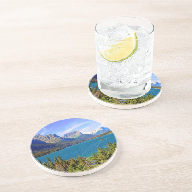 St. Mary Lake,  Glacier National Park,  Montana Drink Coaster (Side)