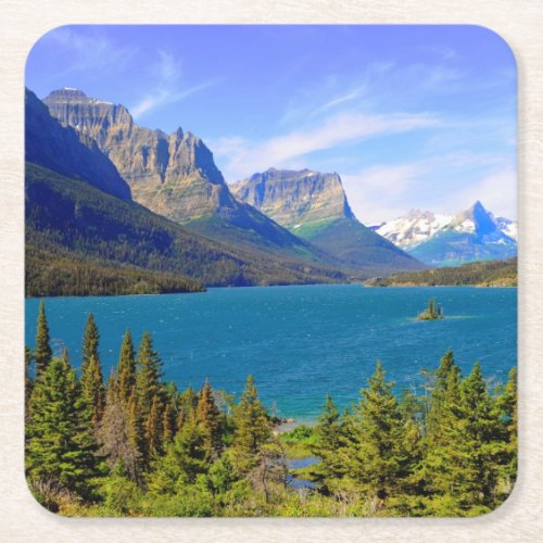 St Mary Lake  Glacier National Park  Montana Square Paper Coaster