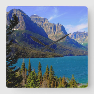 St. Mary Lake, Glacier National Park, Montana Square Wall Clock