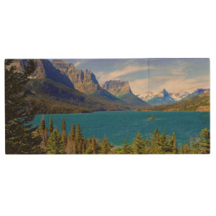 St. Mary Lake, Glacier National Park, Montana Wood USB Flash Drive