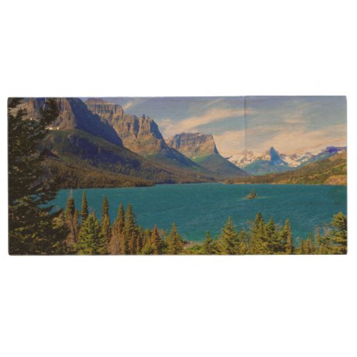 St Mary Lake  Glacier National Park  Montana Wood USB Flash Drive