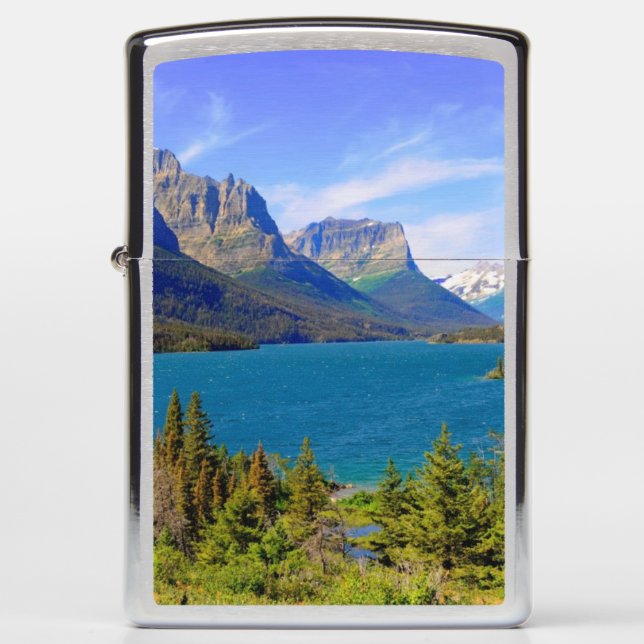 St. Mary Lake,  Glacier National Park,  Montana Zippo Lighter (Front)