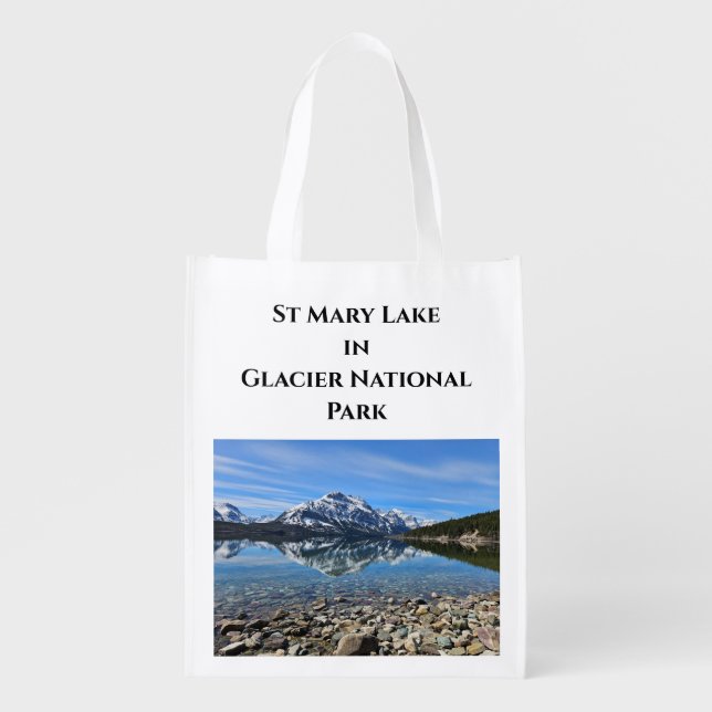 St Mary Lake Photograph Grocery Bag (Front)