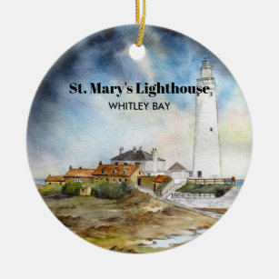 St Mary Lighthouse Whitley Bay Newcastle upon Tyne Ceramic Ornament