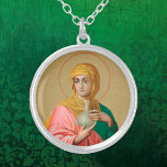 St. Mary Magdalene as a Myrrhbearer (Det.; ORX 01) Silver Plated Necklace<br><div class="desc">In Eastern Orthodoxy, St. Mary Magdalene was never conflated with St. Mary of Bethany, sister of SS. Martha and Lazarus, nor with the "sinful woman" who anoints Jesus in Luke 7:36–50. Therefore, she was not deemed nor demeaned as a reformed prostitute. Instead, she was celebrated as a virgin, as “Equal...</div>