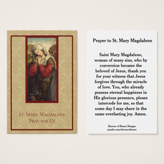 St. Mary Magdalene Catholic Holy Cards (Front & Back)