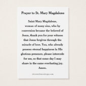 St. Mary Magdalene Catholic Holy Cards (Back)