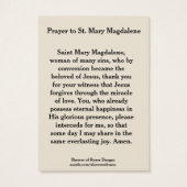 St. Mary Magdalene Catholic Prayer Holy Cards (Back)