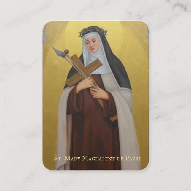 St. Mary Magdalene De Pazzi Catholic Holy Prayer Place Card (Front)