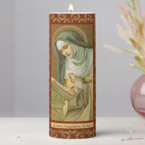 St Mary Magdalene de Pazzi JM 45 3x8 Pillar C Pillar Candle