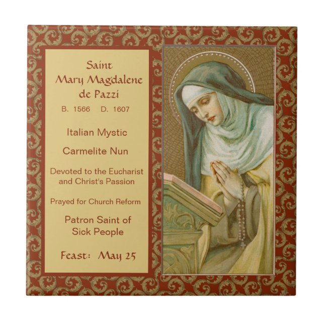 St. Mary Magdalene de Pazzi (JM 45) Ceramic Tile (Front)