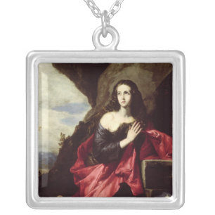 St. Mary Magdalene or St. Thais in the Desert Silver Plated Necklace