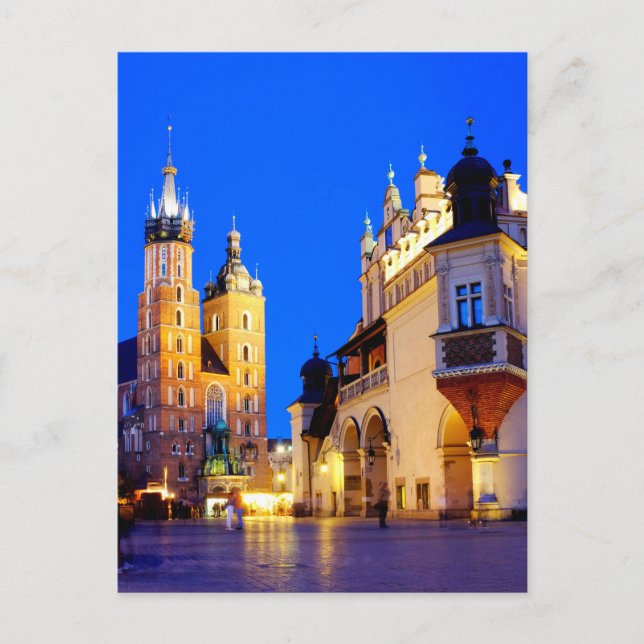 St. Mary's Basilica and Cloth hall Postcard (Front)