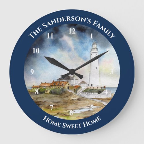 St Marys Lighthouse Whitley Bay North East England Large Clock
