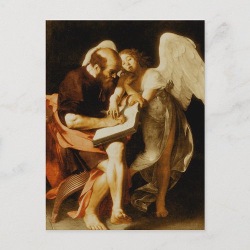 St Matthew and the Angel by Caravaggio Postcard
