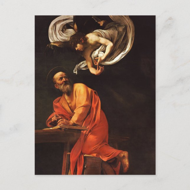 St. Matthew and the Angel by Caravaggio Postcard (Front)