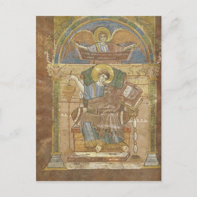 St. Matthew, from the Gospel of St. Riquier Postcard (Front)