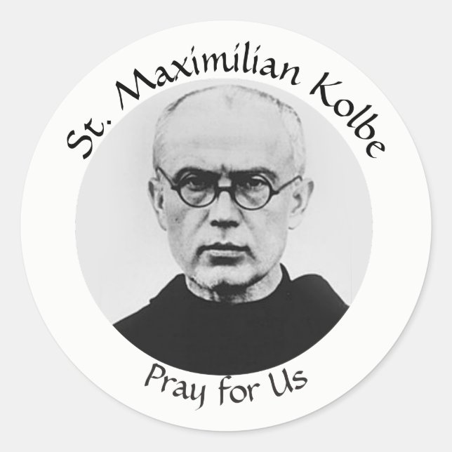 St. Maximilian Kolbe Catholic Martyr Classic Round Sticker (Front)