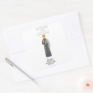 St. Maximilian Kolbe Flat Greeting Card Square Sticker