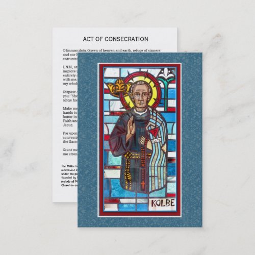 St Maximilian Kolbe Immaculata Prayer Holy Card