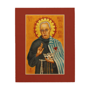St. Maximilian Kolbe Wood Print Icon 8"x10"