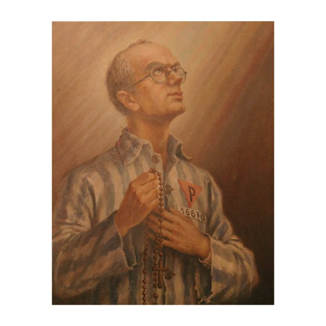 St. Maximilian Kolbe Wood Wall Art (Front)