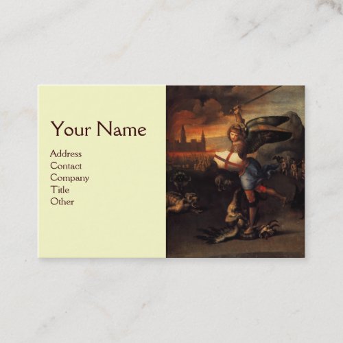 St Michael and Dragon Brown Parchment Cream Business Card