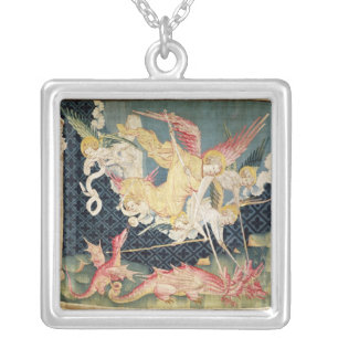 St. Michael and his angels fighting the dragon Silver Plated Necklace