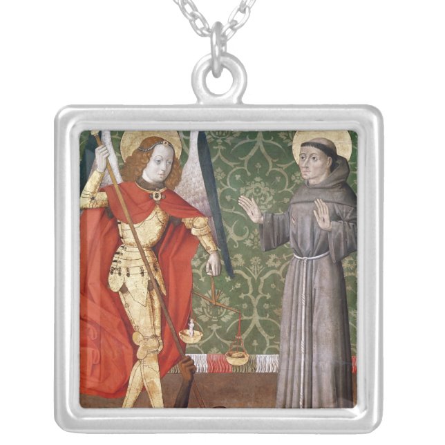 St. Michael and St. Francis of Assisi, c.1480 Silver Plated Necklace (Front)