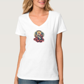 St Michael and the Devil Women's V-Neck Tee Shirt