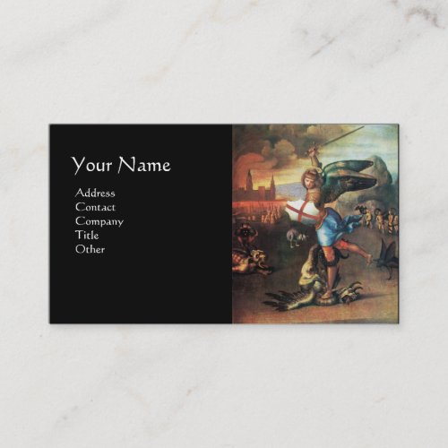 St Michael and the Dragon ,black Business Card Templates