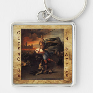 St Michael and the Dragon ,brown black Keychain