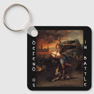 St Michael and the Dragon ,brown black Keychain
