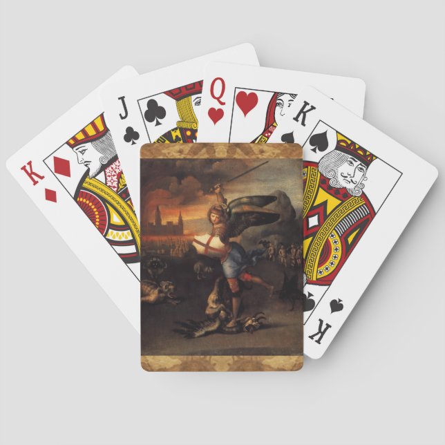 St MICHAEL AND THE DRAGON by Raffaello Sanzio Poker Cards (Back)