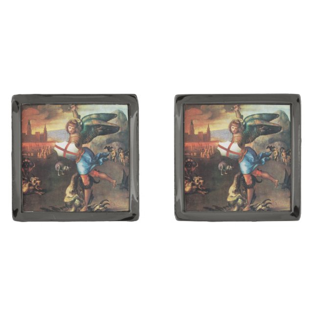 St Michael and the Dragon Cufflinks (Front)