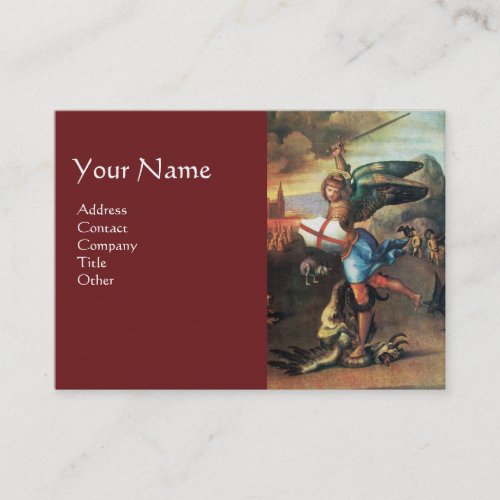St Michael and the Dragon  Red Business Card