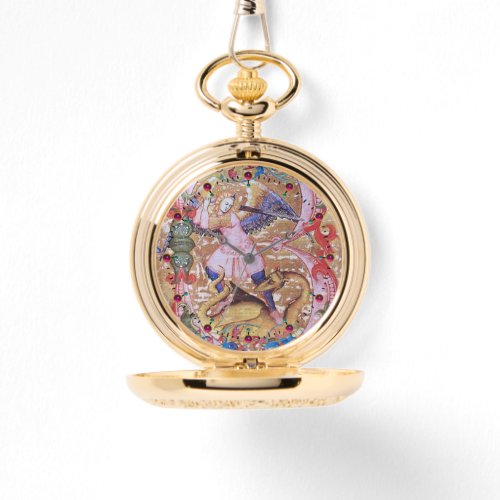 St Michael Archangel And Dragon Antique Floral Watch