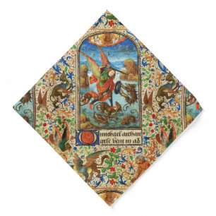 ST. MICHAEL ARCHANGEL AND DRAGON Flemish Miniature Bandana
