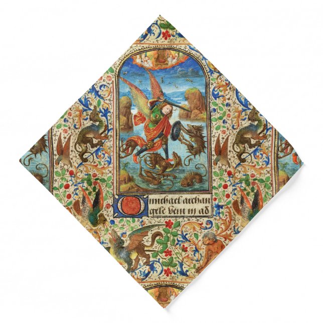 ST. MICHAEL ARCHANGEL AND DRAGON Flemish Miniature Bandana (Front)