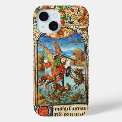ST MICHAEL ARCHANGEL AND DRAGON Flemish Miniature iPhone 15 Case