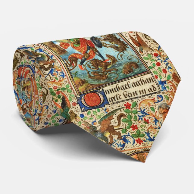 ST. MICHAEL ARCHANGEL AND DRAGON Flemish Miniature Neck Tie (Rolled)